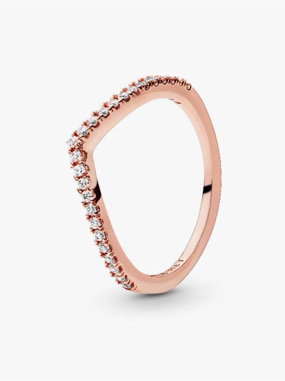 Genuine PANDORA Sparkling Wishbone Ring; 186316; Rose Gold